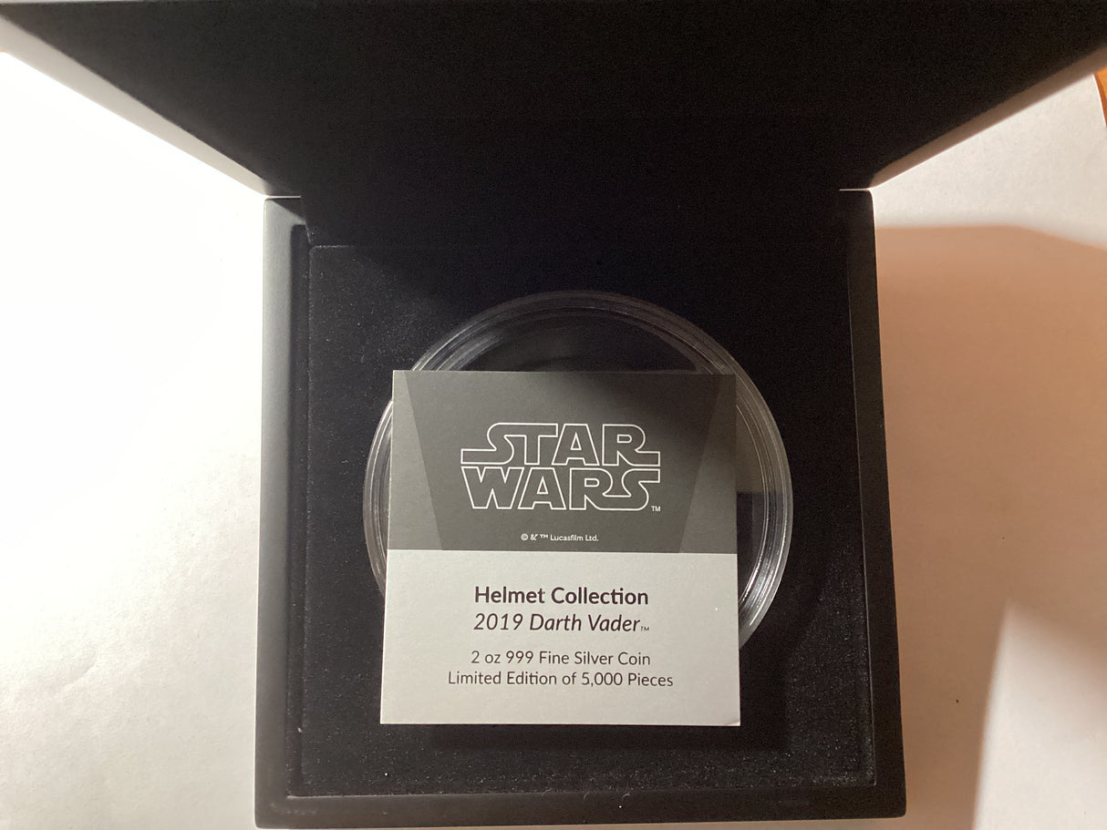 2019 $5 2oz Silver Coin. Star Wars. Helmet Collection. Darth Vader.