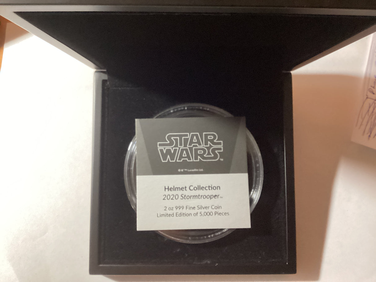 2020 $5 2oz Silver Coin. Star Wars. Helmet Collection. Storm Trooper.