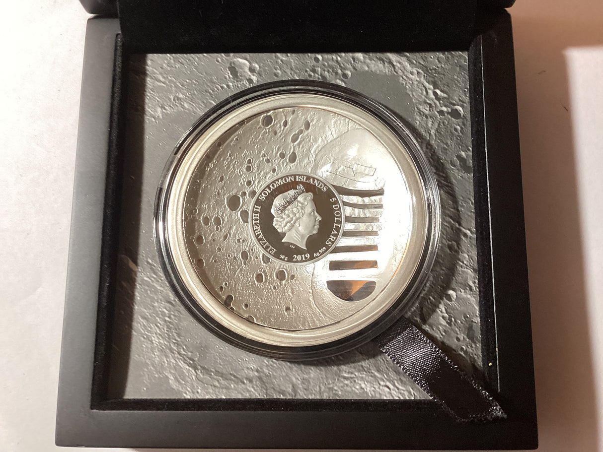 2019 $5 50 Grams Silver Proof Coin. 50 Years of Moon Landing. One Giant Leap For Mankind.