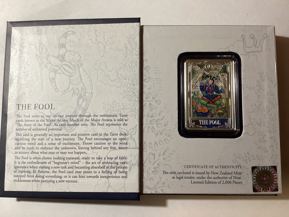 2021 $2 1oz Silver Proof Coin. Tarrot Cards. The Fool. 2000 made.