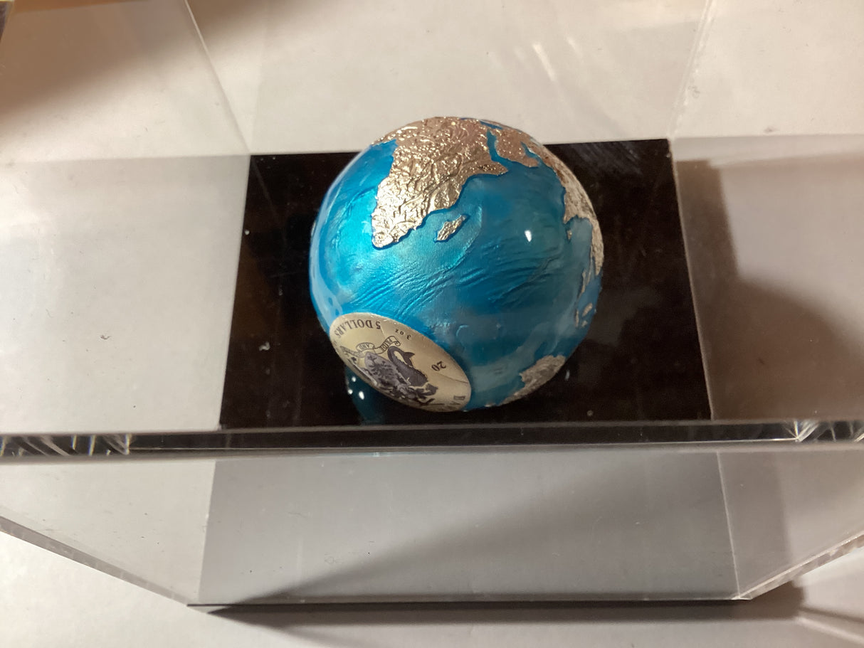 2023 $5 3oz Silver Coin. Earth Blue Marble.