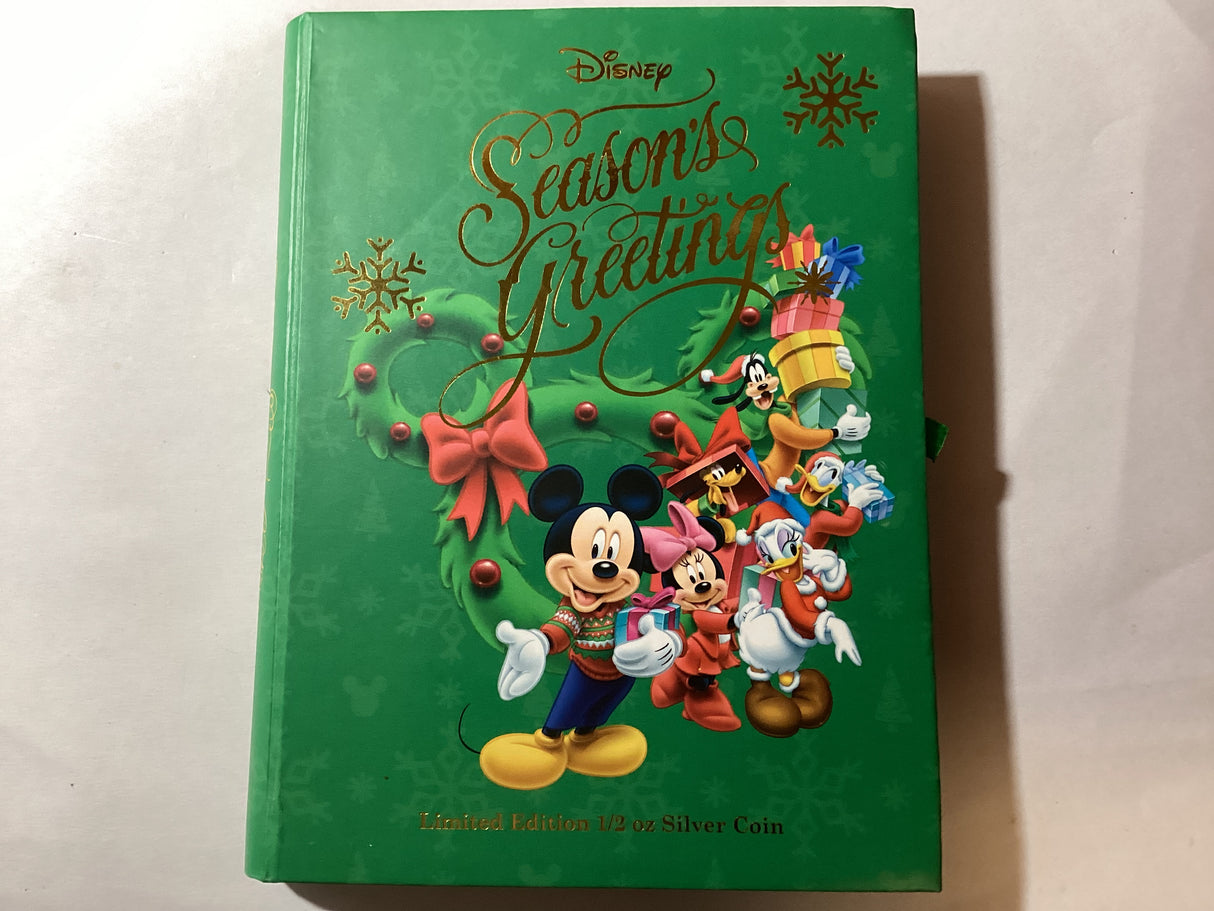 2015 $1 1/2oz Silver Coloured Coin. Disney. Season’s Greeting. NZ Mint.