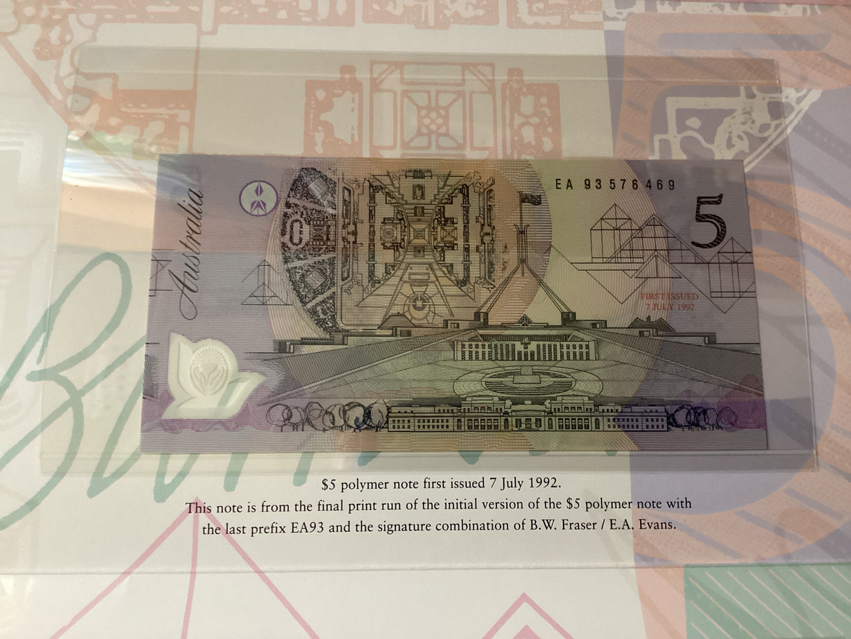 1997 3 x $5 Banknotes. Thirtieth Anniversary of the $5 Note. Premium Edition. NPA