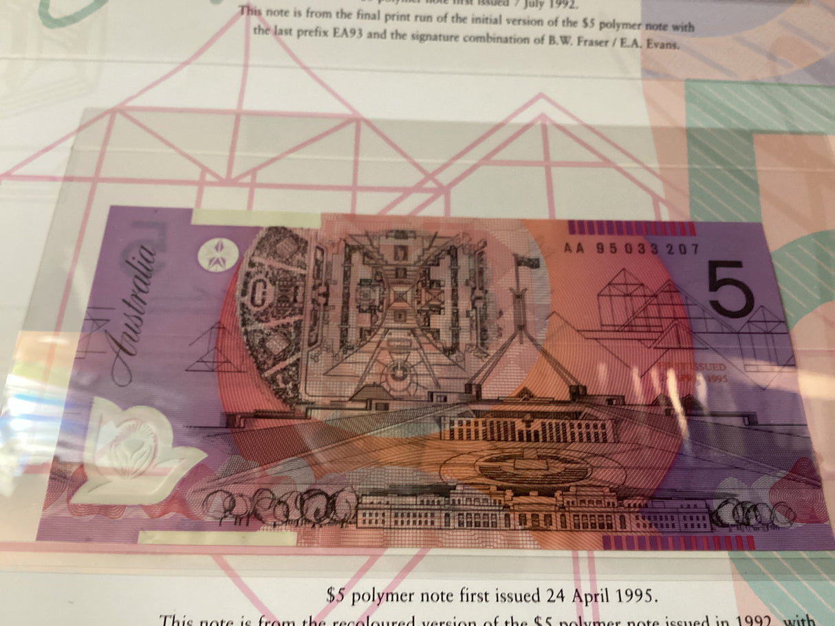 1997 3 x $5 Banknotes. Thirtieth Anniversary of the $5 Note. Premium Edition. NPA