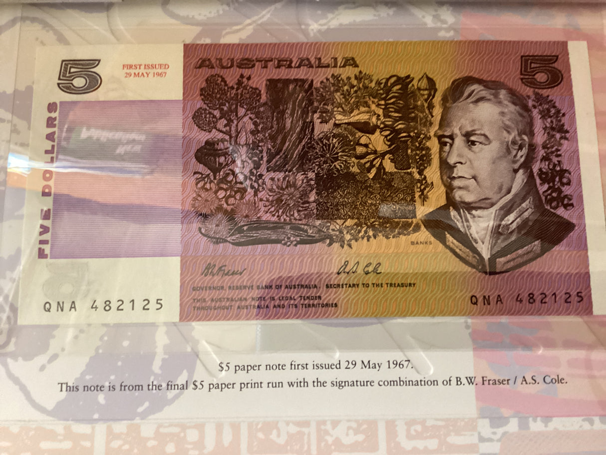 1997 3 x $5 Banknotes. Thirtieth Anniversary of the $5 Note. Premium Edition. NPA