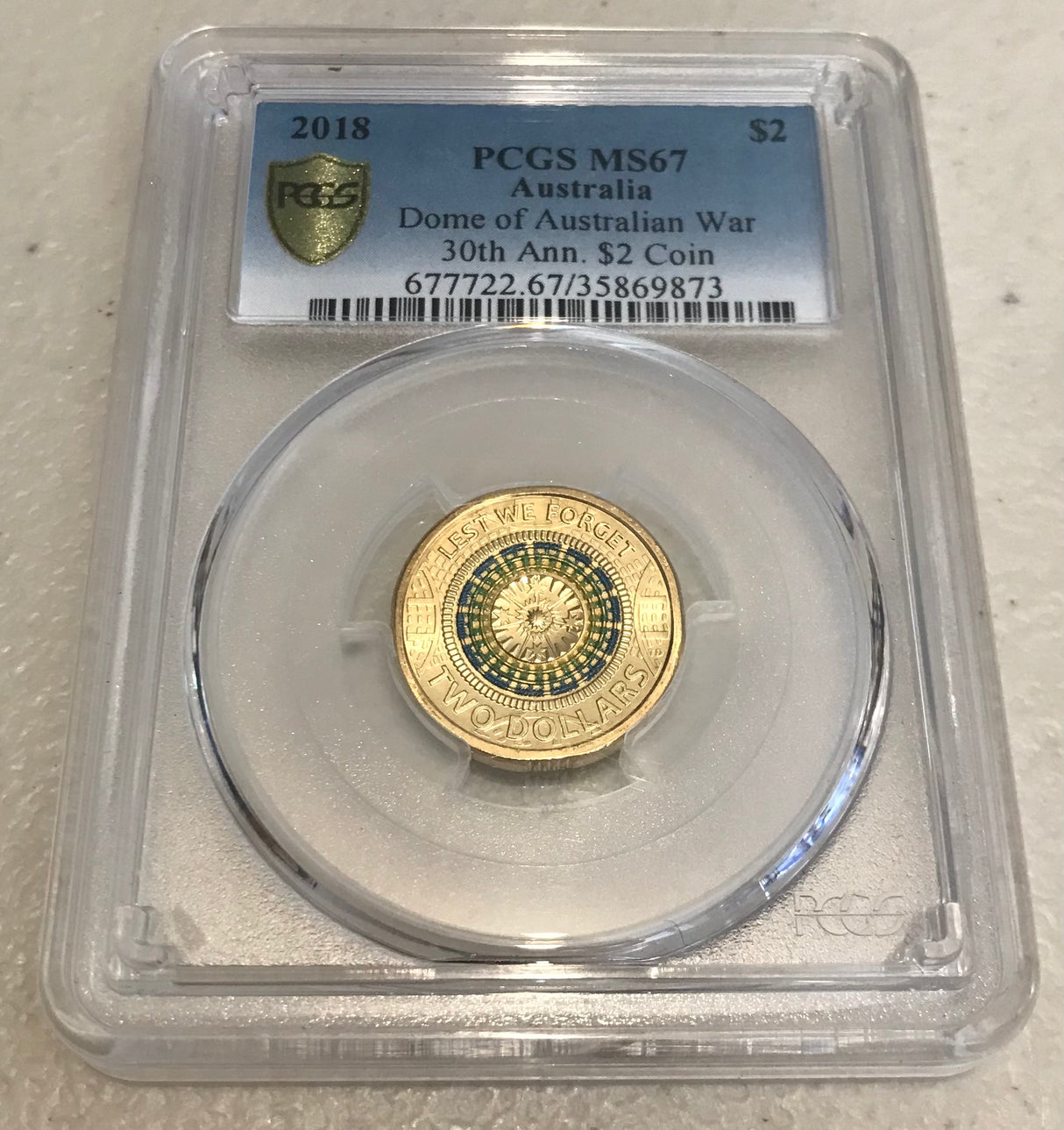 2018 $2 Dome of Australian War 30th Anniversary MS67