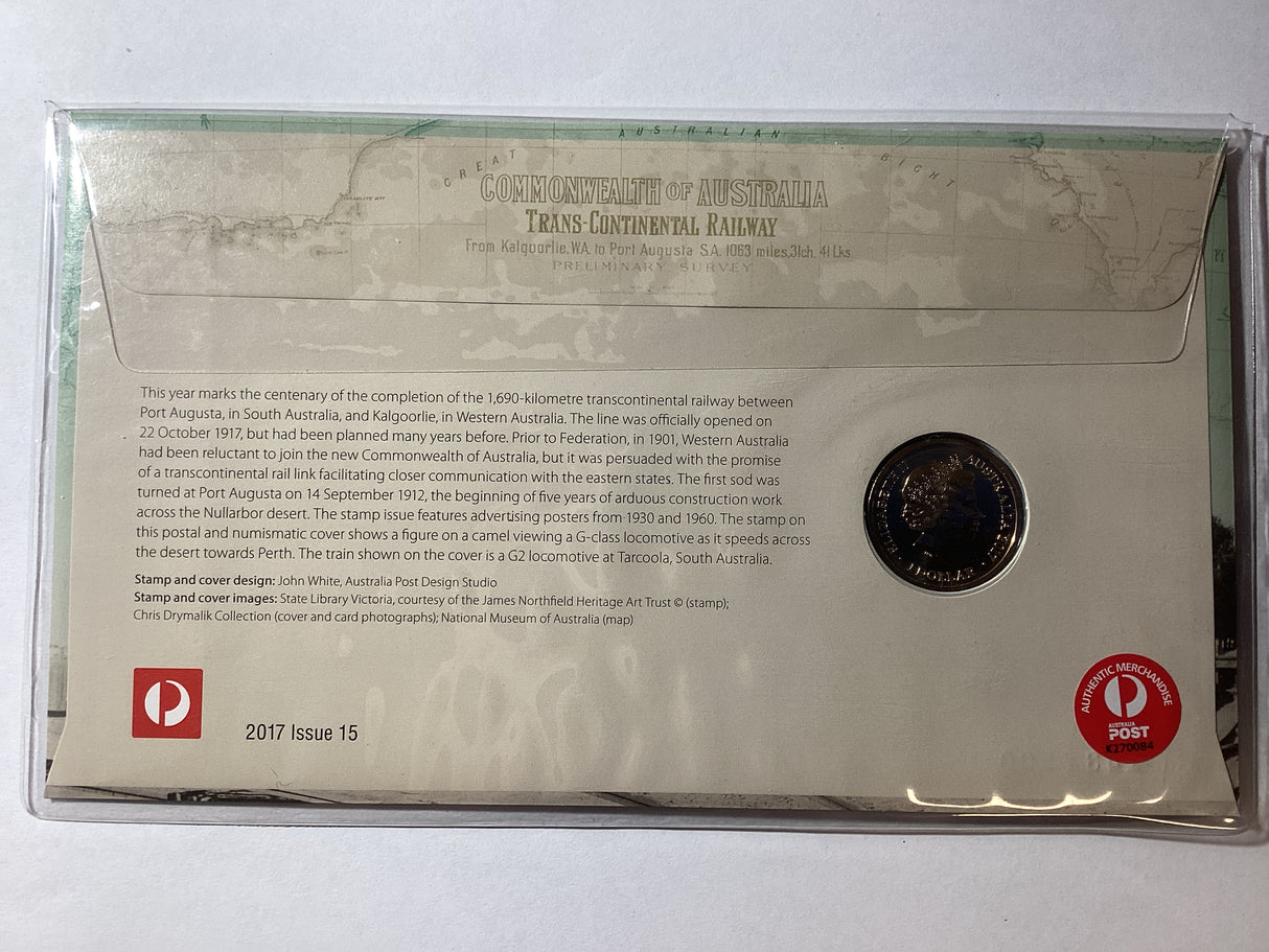 2017 $1 PNC. ANDA Melbourne. Trans-Australian Railway 100 Years. 500 made.