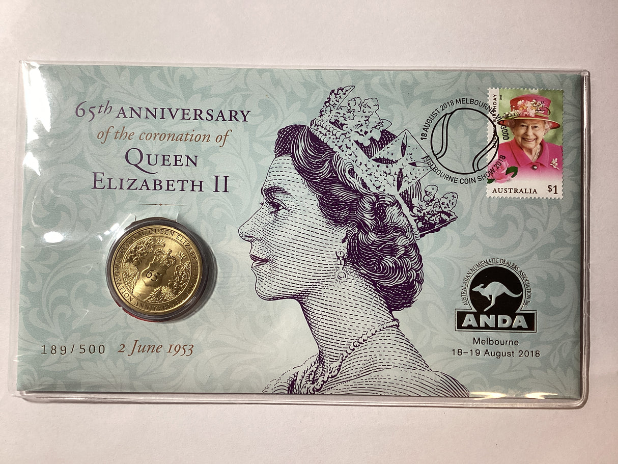 2018 $1 PNC. ANDA Melbourne. 65th Anniversary of QEII Coronation. 500 made.
