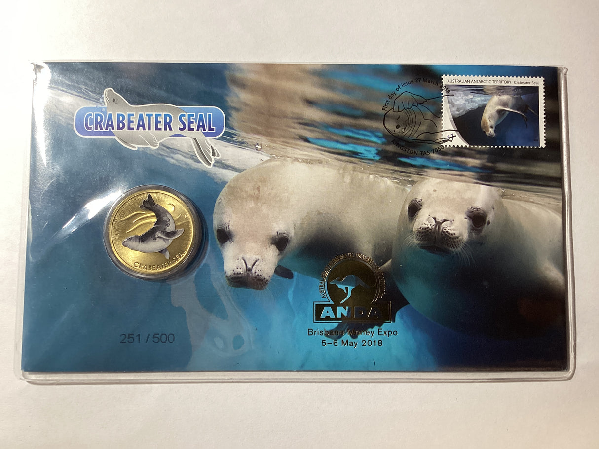 2018 $1 PNC. ANDA Brisbane. Crabeater Seal. 500 Made.