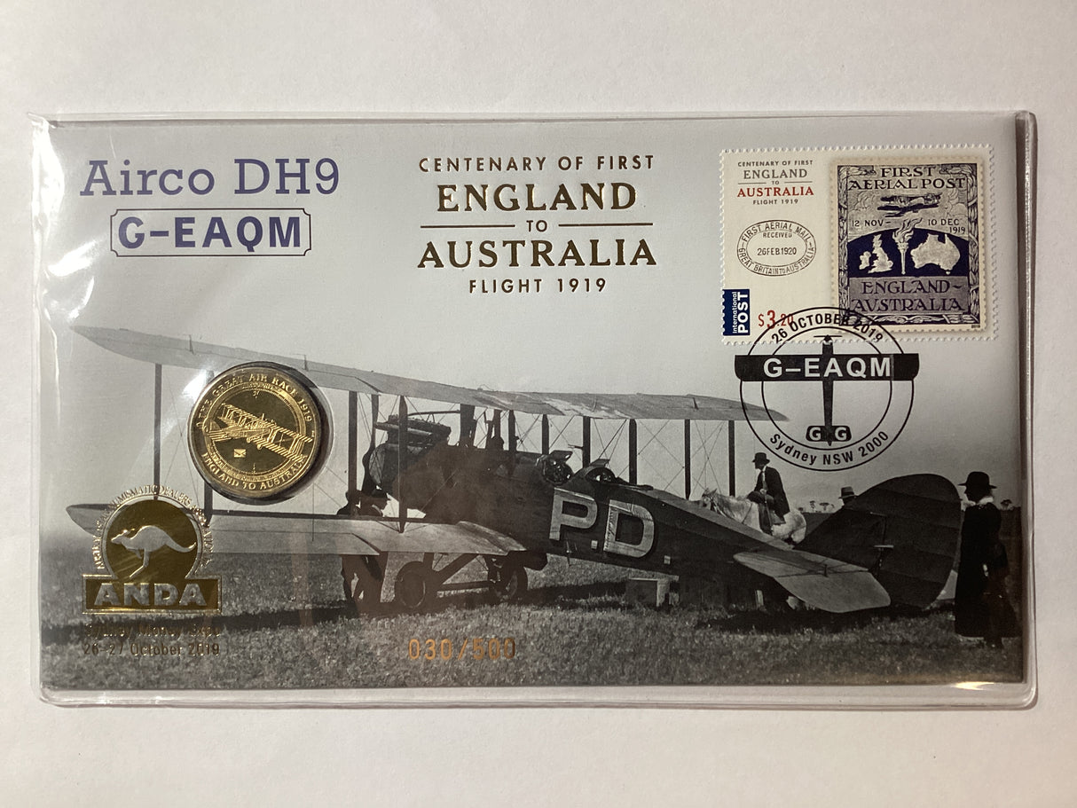 2019 $1 PNC. ANDA Sydney. Centenary of First Flight. Airco DH9 G-EAQM. 500 made.