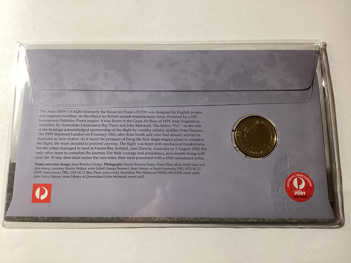 2019 $1 PNC. ANDA Sydney. Centenary of First Flight. Airco DH9 G-EAQM. 500 made.