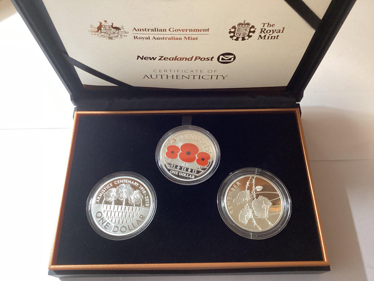 2018 Remembrance Day Three Coin Silver Proof set. Armistice.