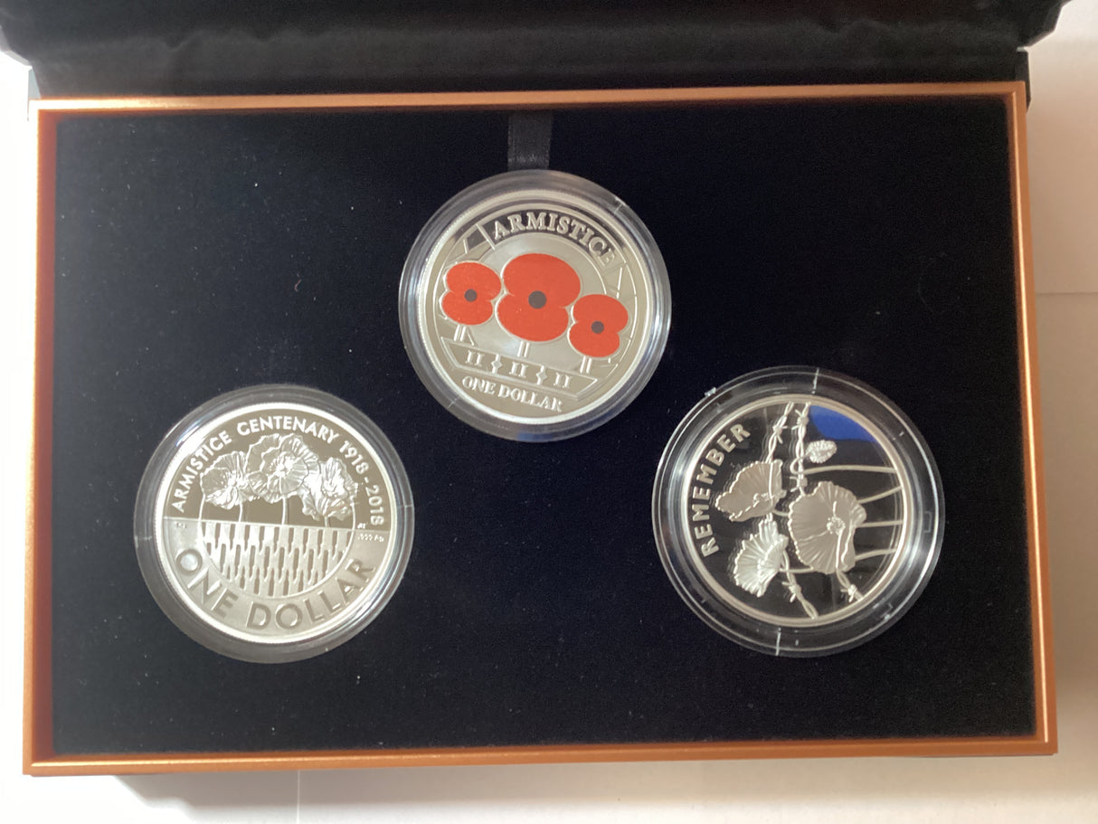 2018 Remembrance Day Three Coin Silver Proof set. Armistice.