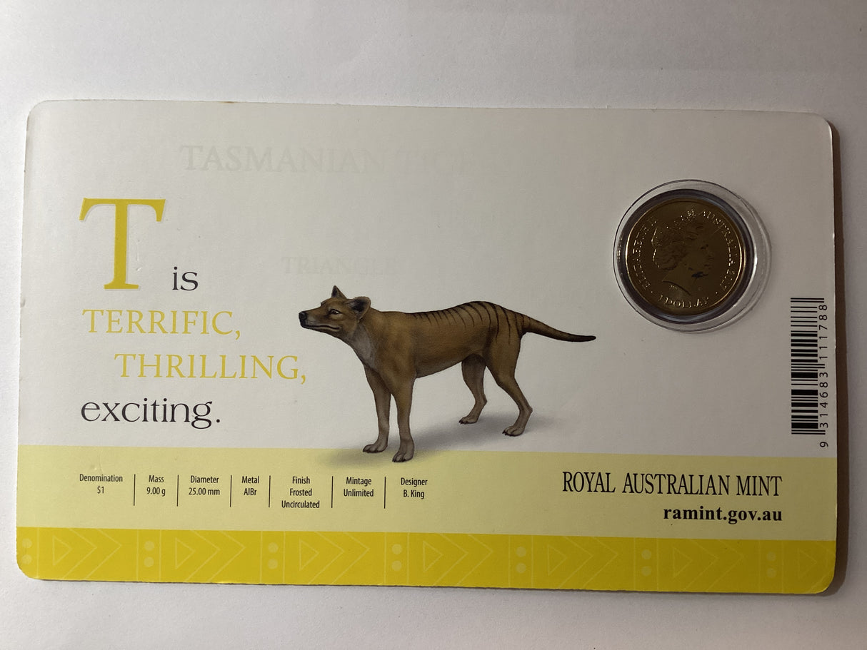 2017 $1 Coloured Frosted Uncirculated Coin. Alphabet Series. ’T’ for Terrific.