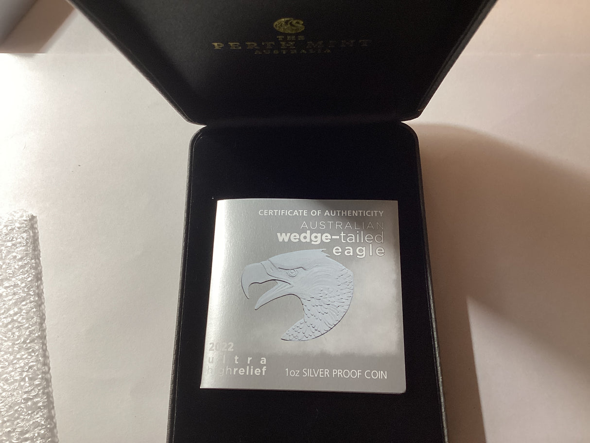 2022 $1 1oz Ultra High Relief Silver Proof Coin. Wedge-Tailed Eagle.