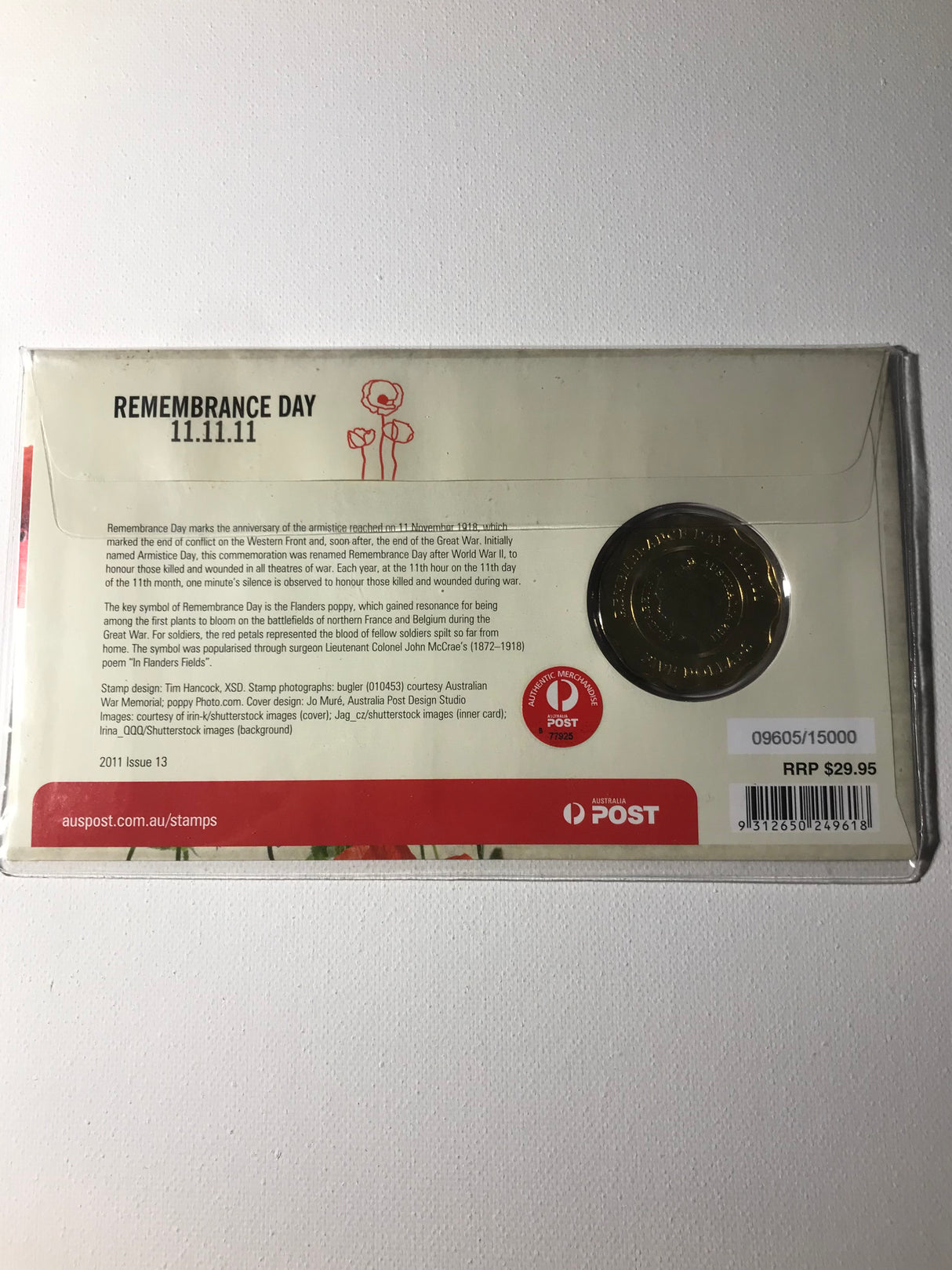 2011 PNC Remembrance Day Red Poppy $5