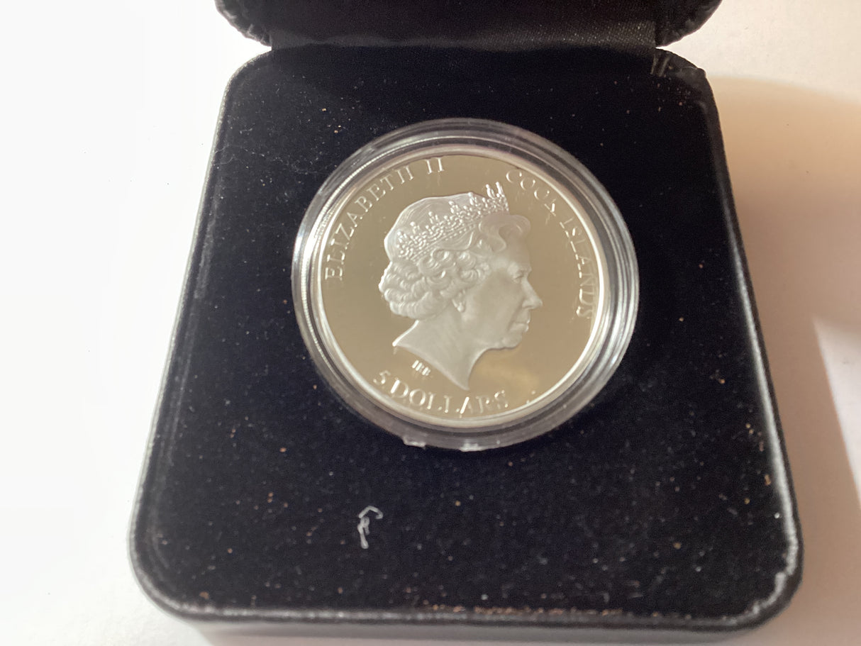 2017 $1 1oz Silver Coloured Proof Coin. World of Parrots. Pink and Grey Galah.