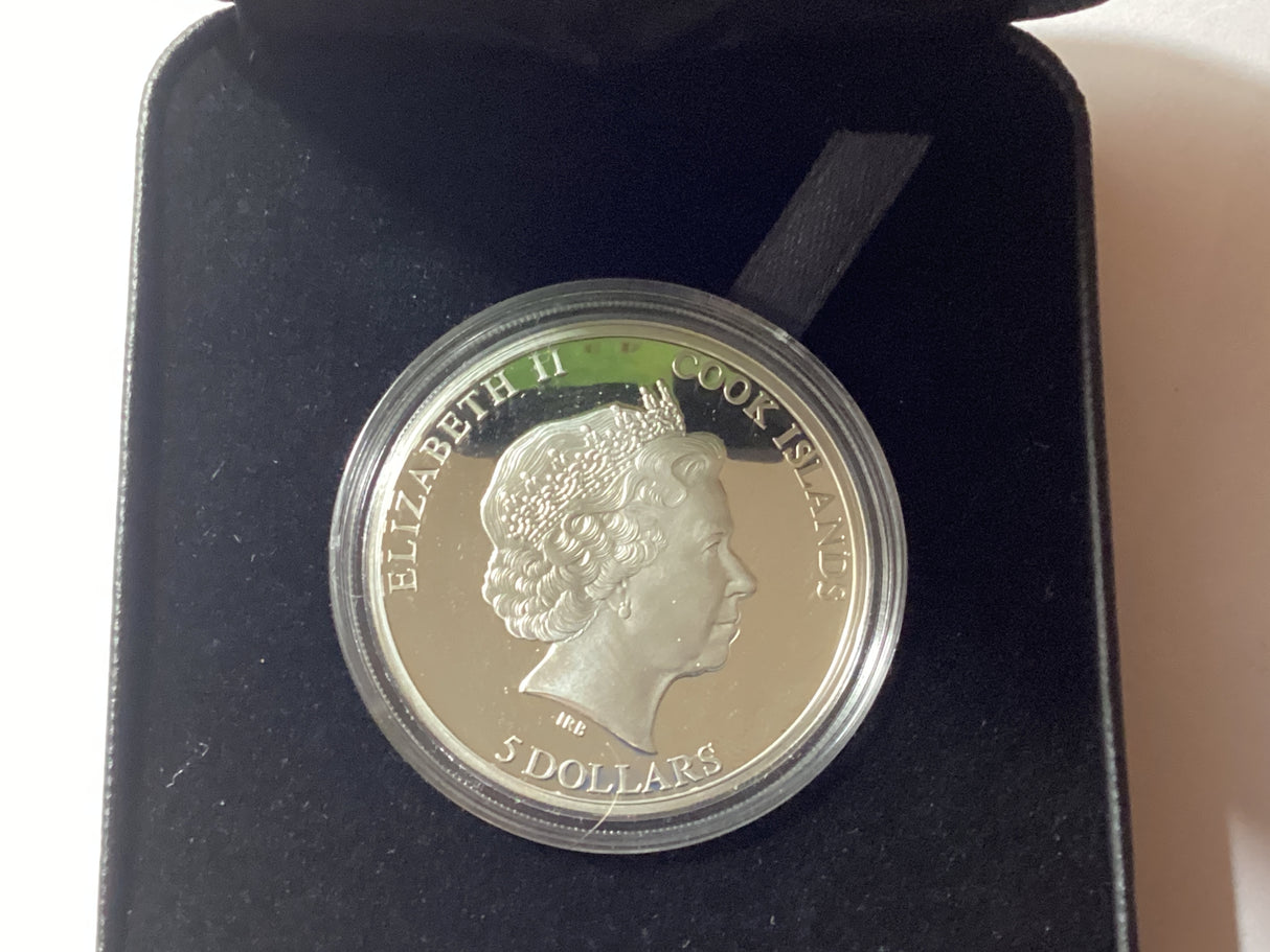 2014 $1 1oz Silver Coloured Proof Coin. World of Parrots. Crimson Rosella.