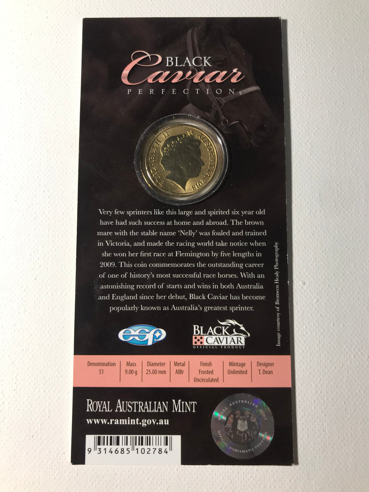 2013 $1 Black Caviar Perfection Carded Coin