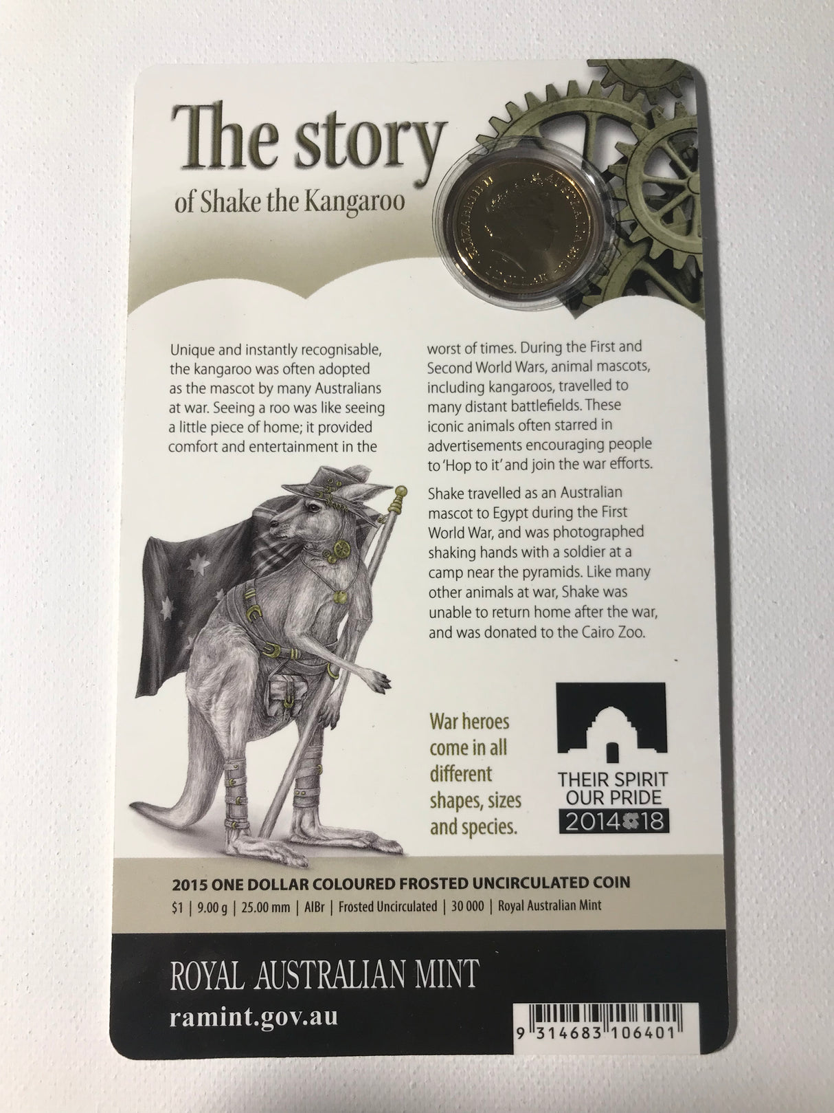 2015 $1 Unlikely Heroes Great And Small. Shake the Kangaroo