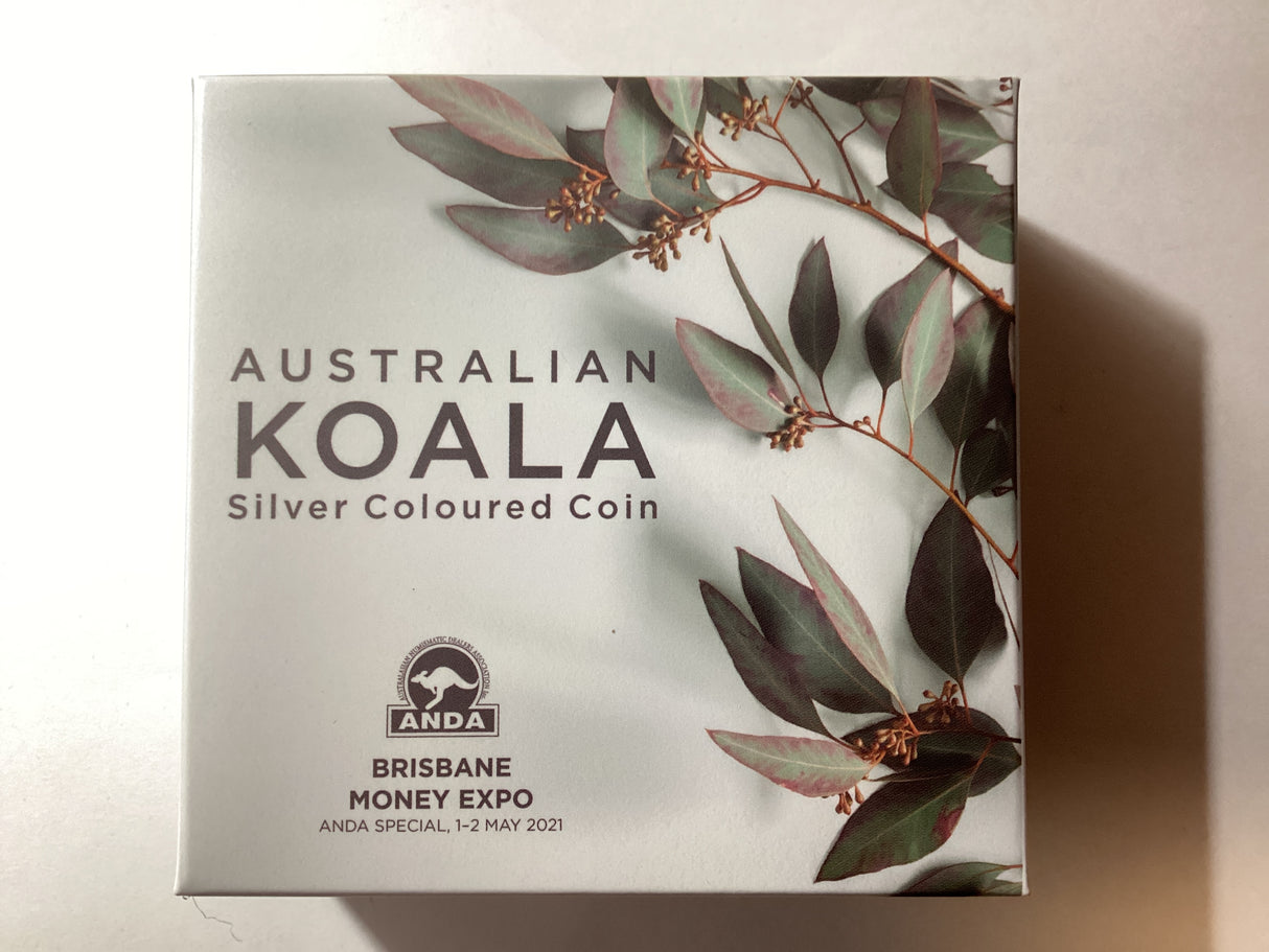 2021 $1 1oz Silver Coloured Proof Coin. Australian Koala. ANDA Brisbane.