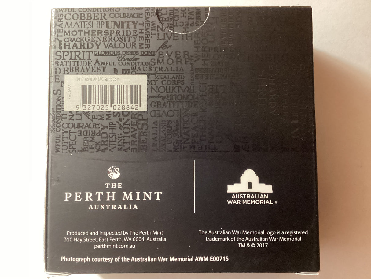 2017 $1 1oz Silver Coloured Proof Coin. Anzac Spirit. Ypres.