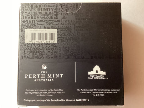 2017 $1 1oz Silver Coloured Proof Coin. Anzac Spirit. Ypres.