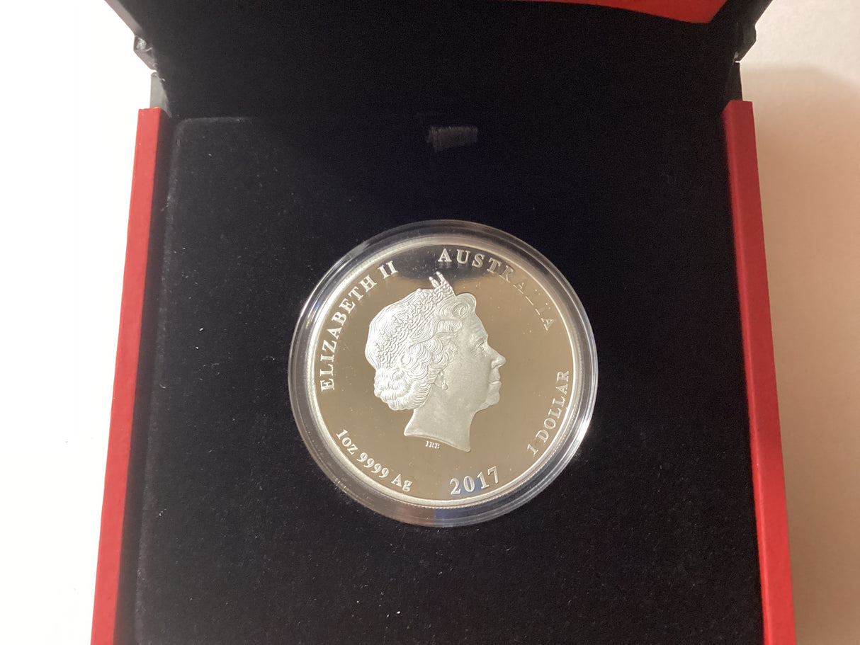 2017 $1 1oz Silver Coloured Proof Coin. Anzac Spirit. Ypres.