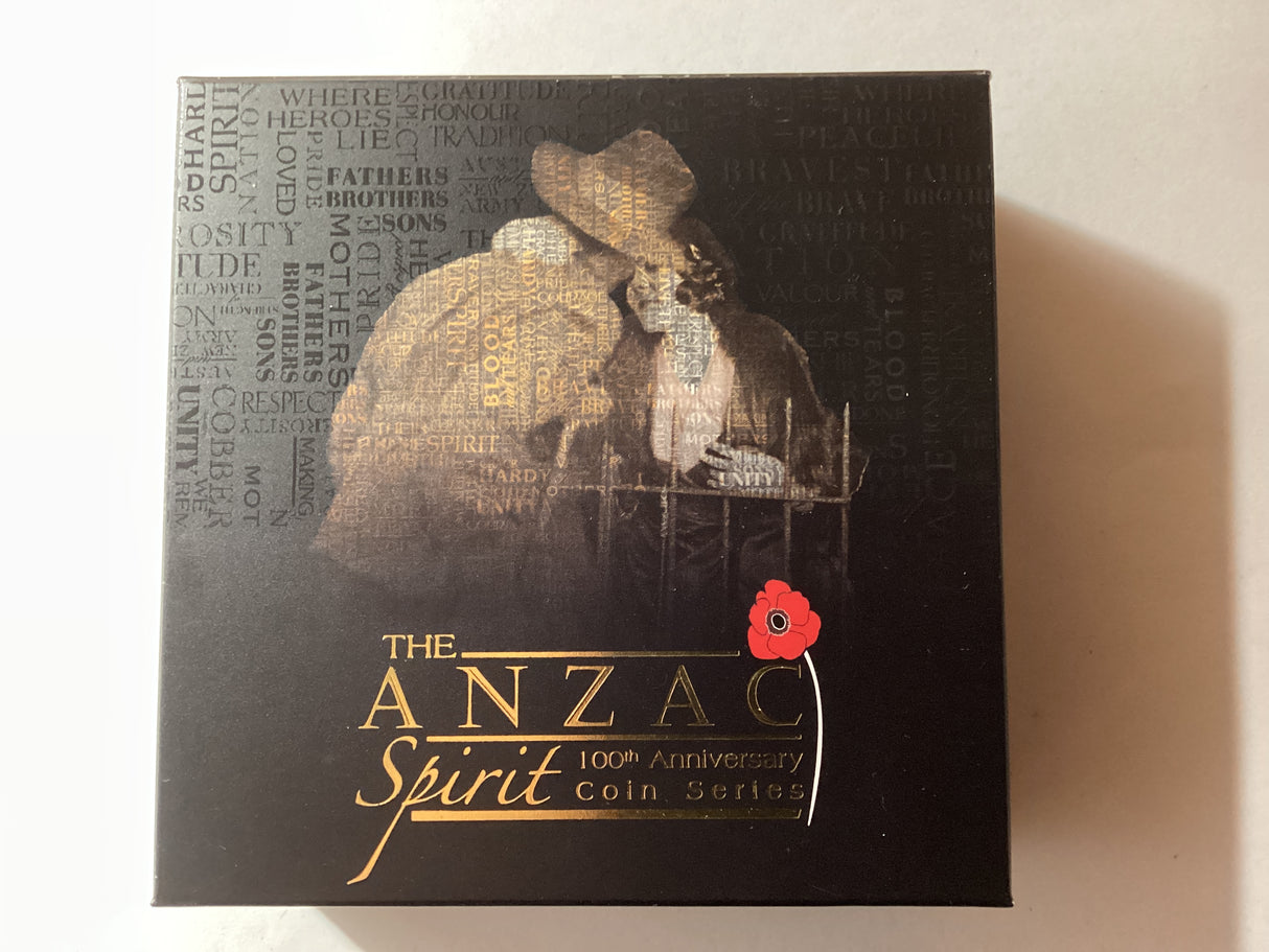 2018 $1 1oz Silver Coloured Proof Coin. Anzac Spirit. Not Forgotten.