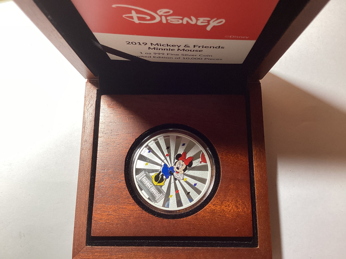 2019 $2 1oz Silver Proof Coloured Coin. New Zealand Mint. Minnie Mouse.