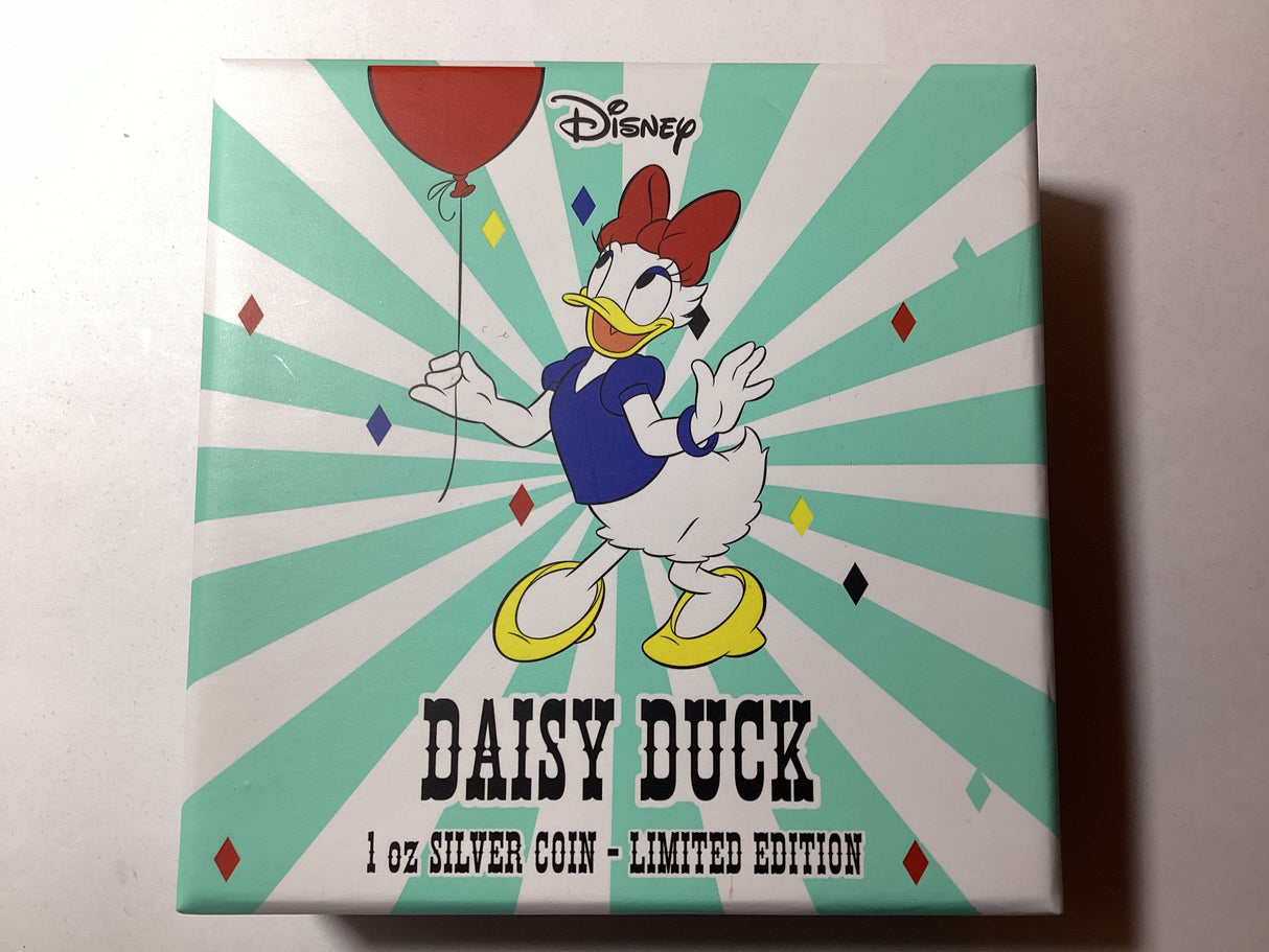 2019 $2 1oz Silver Proof Coloured Coin. New Zealand Mint. Daisy Duck.