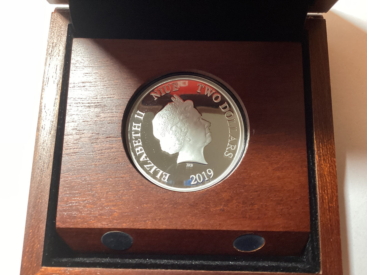 2019 $2 1oz Silver Proof Coloured Coin. New Zealand Mint. Donald Duck