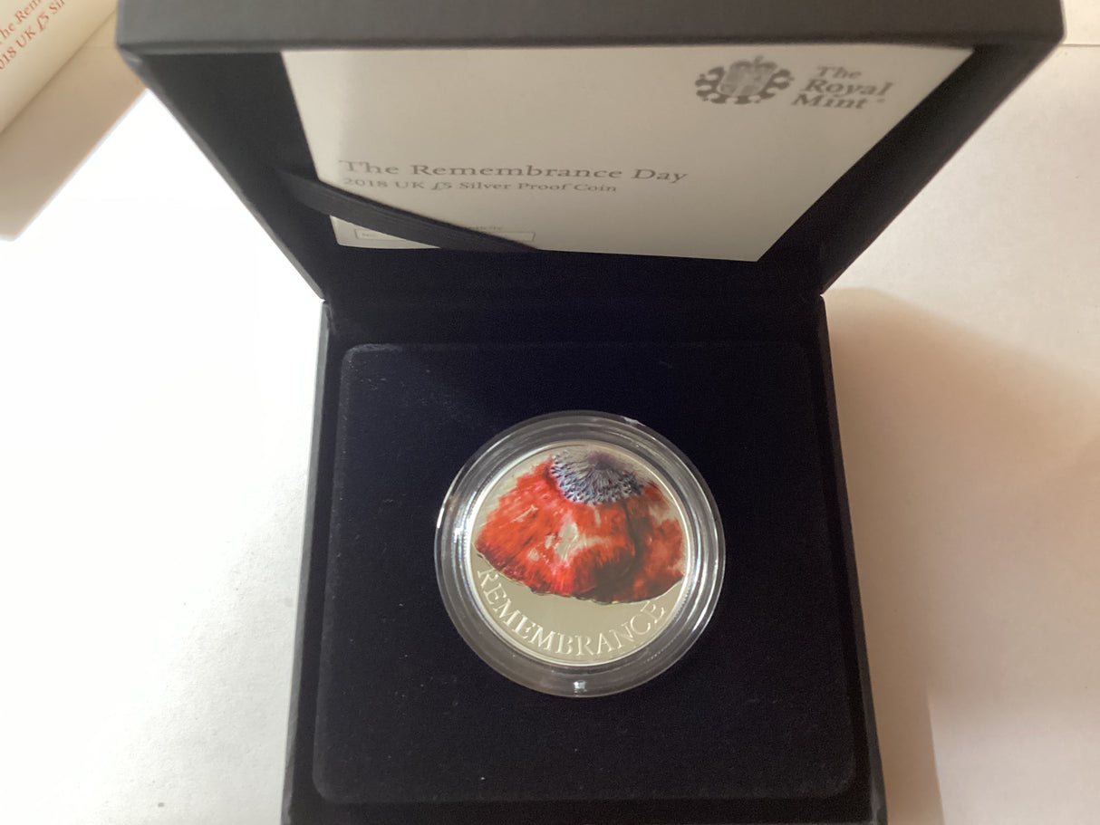 2018 5 Pounds Silver Proof Coin. The Royal Mint. A Time to Reflect. Remembrance Day.