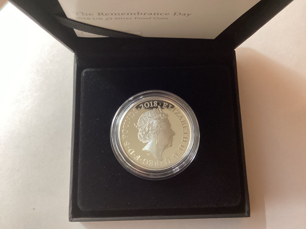 2018 5 Pounds Silver Proof Coin. The Royal Mint. A Time to Reflect. Remembrance Day.