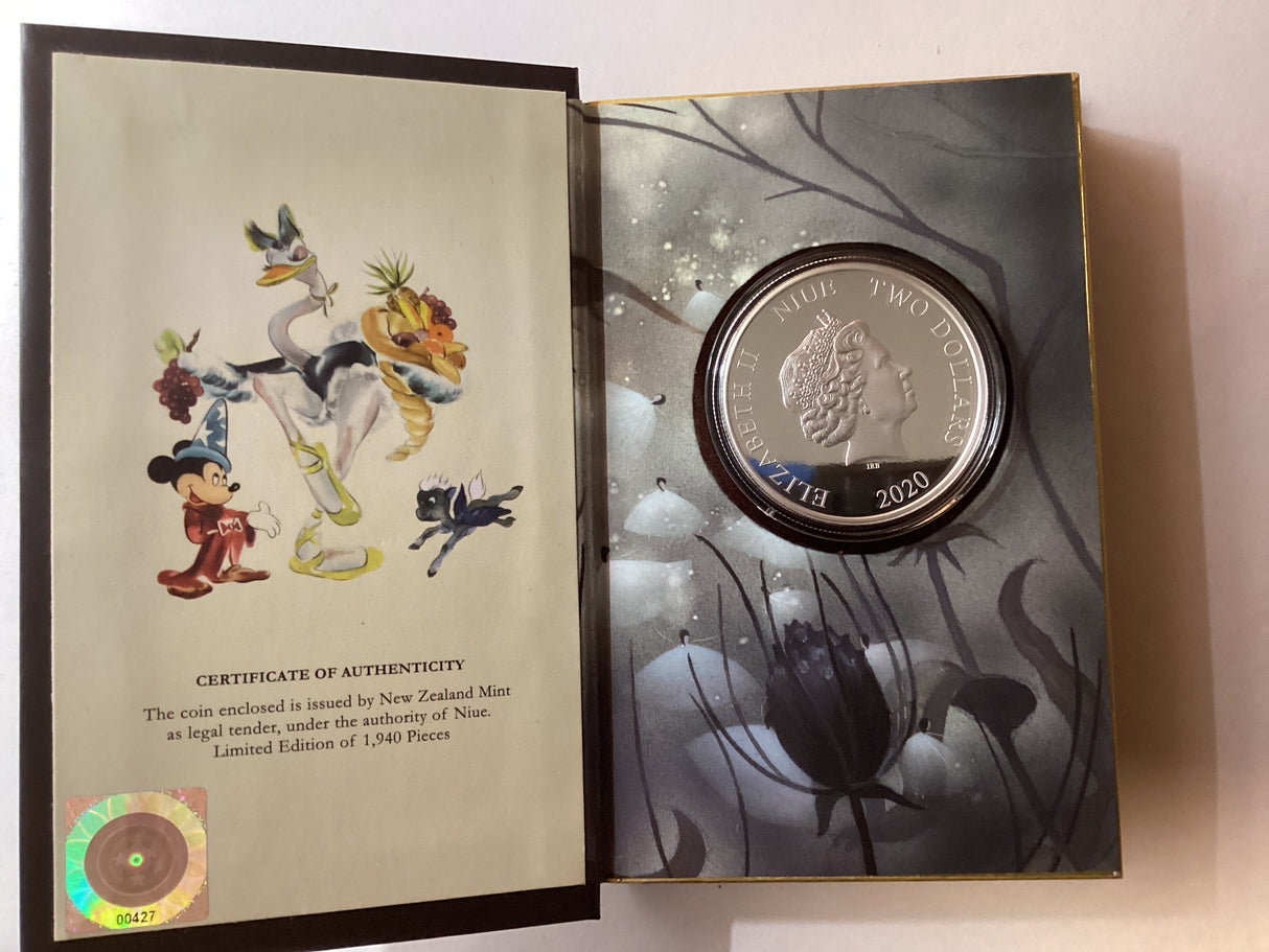 2020 $2 1oz Silver Proof Coin. New Zealand Mint. Fantasia. Dance of the Hours.