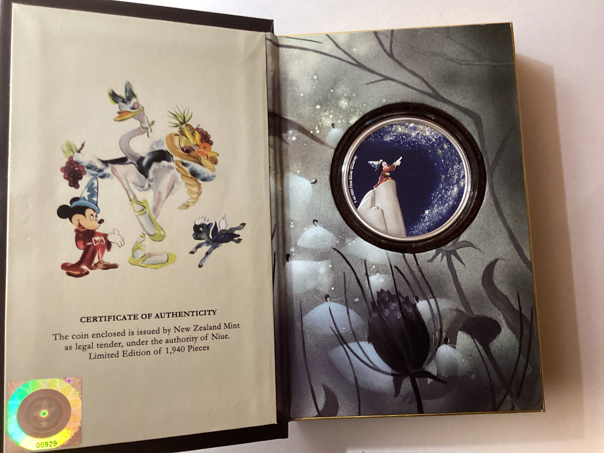 2021 $2 1oz Silver Proof Coin. New Zealand Mint. Fantasia. The Sorcerer’s Apprentice.
