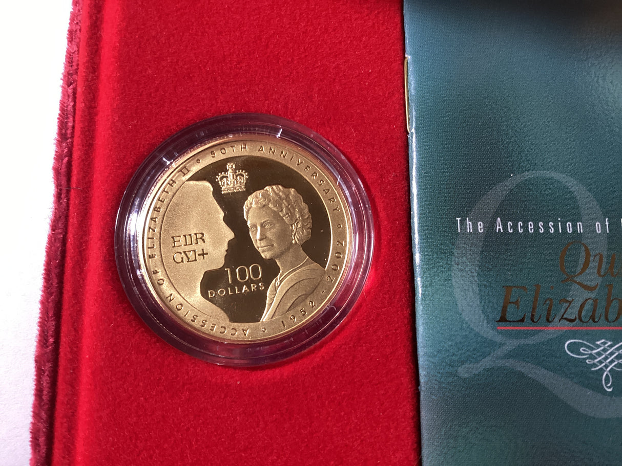 2003 Ascension of Queen Elizabeth 50th Anniversary. 1oz pure gold and silver set.