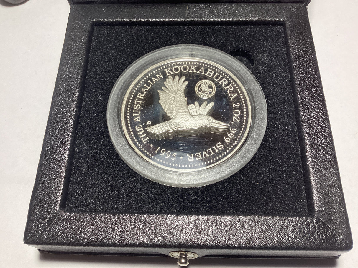 1995 $2 2oz Silver Proof Kookaburra. NAA Coin Fair Melbourne. Melbourne Florin Privy Mark.