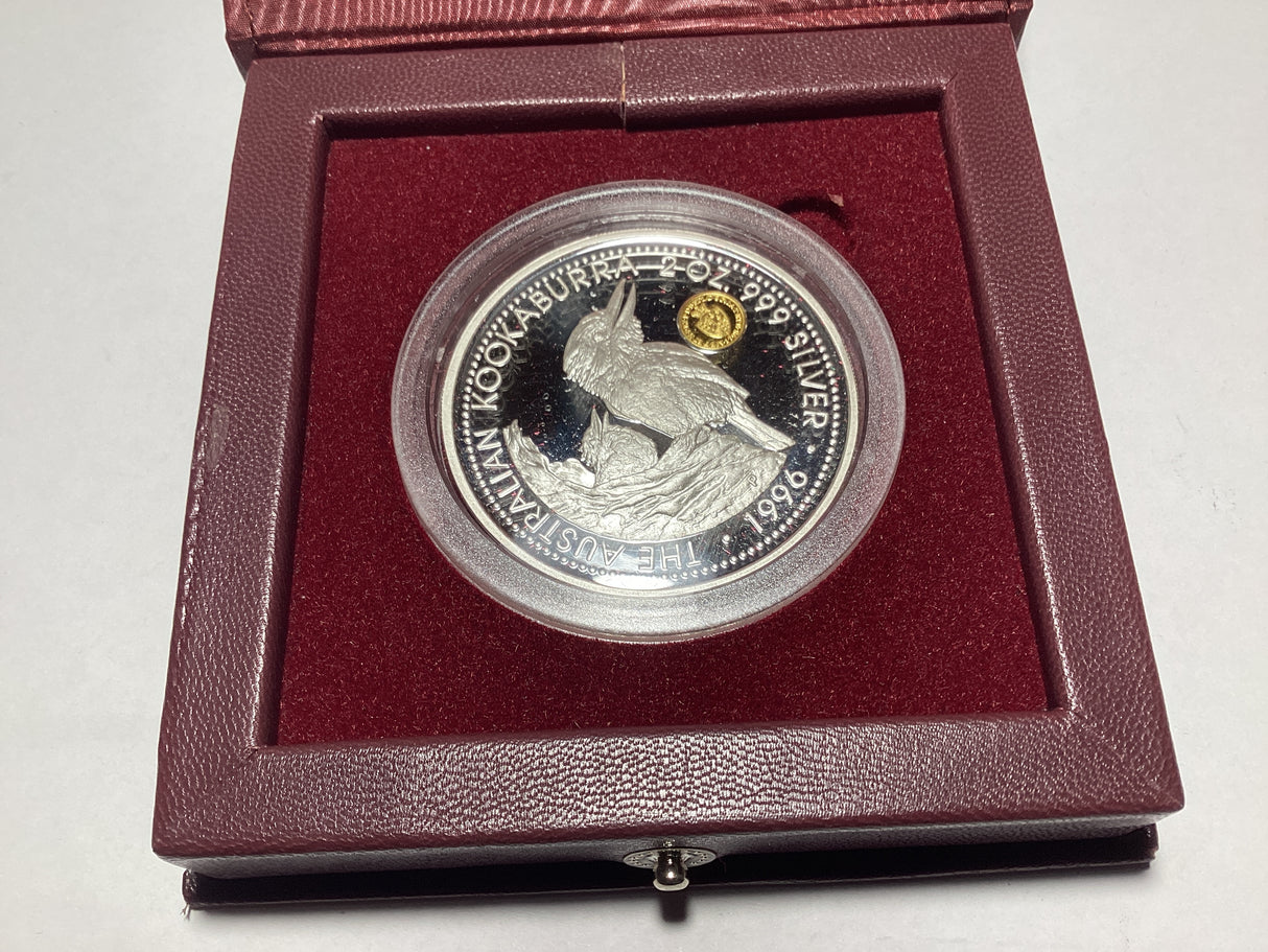 1996 $2 2oz Silver Proof Kookaburra. Spade Guinea Privy Mark. 1500 made