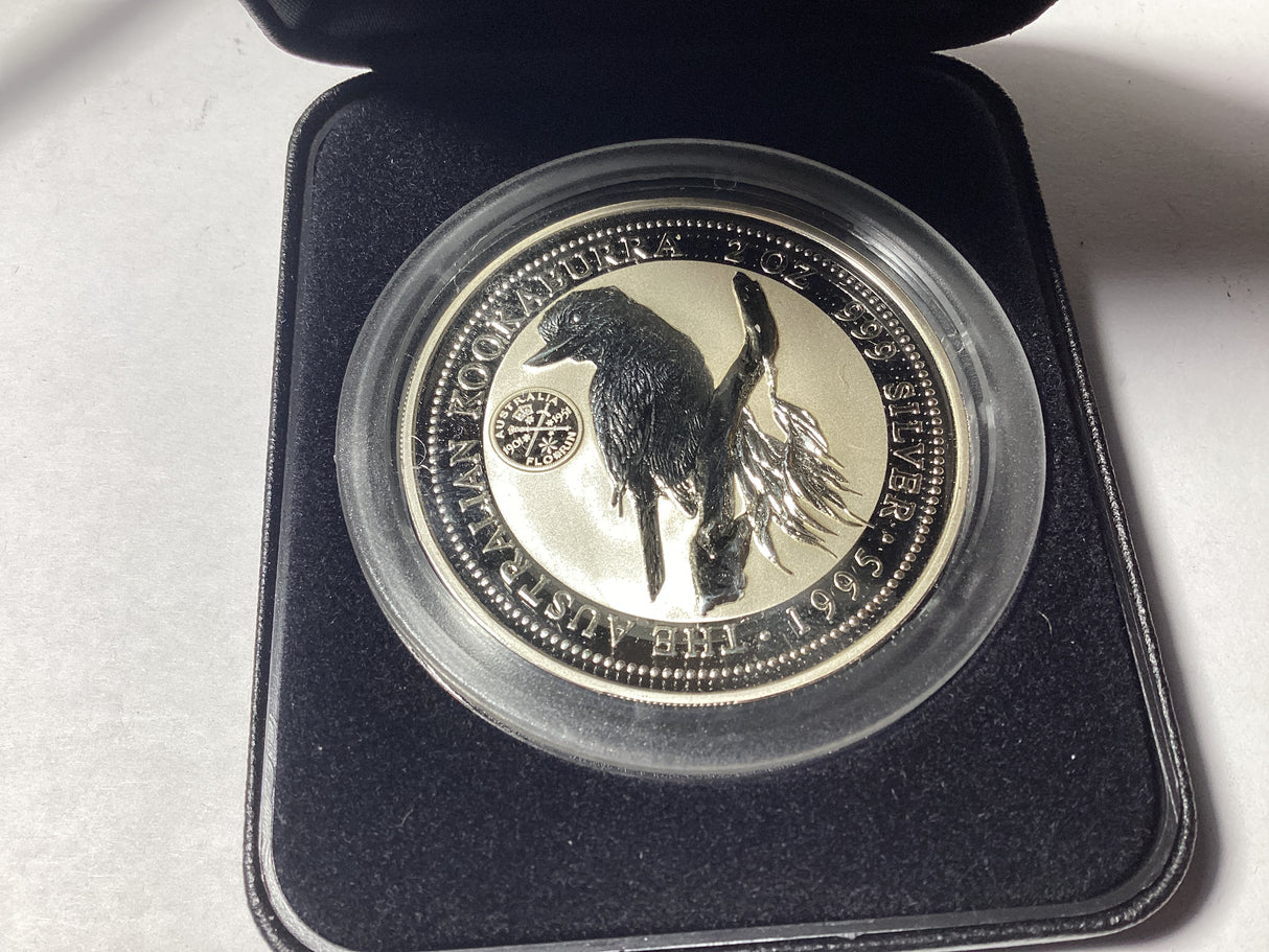 1995 $2 2oz Silver Special Kookaburra. NAA Coin Fair Hobart. Jubilee of Federation Privy Mark. 1500 made.