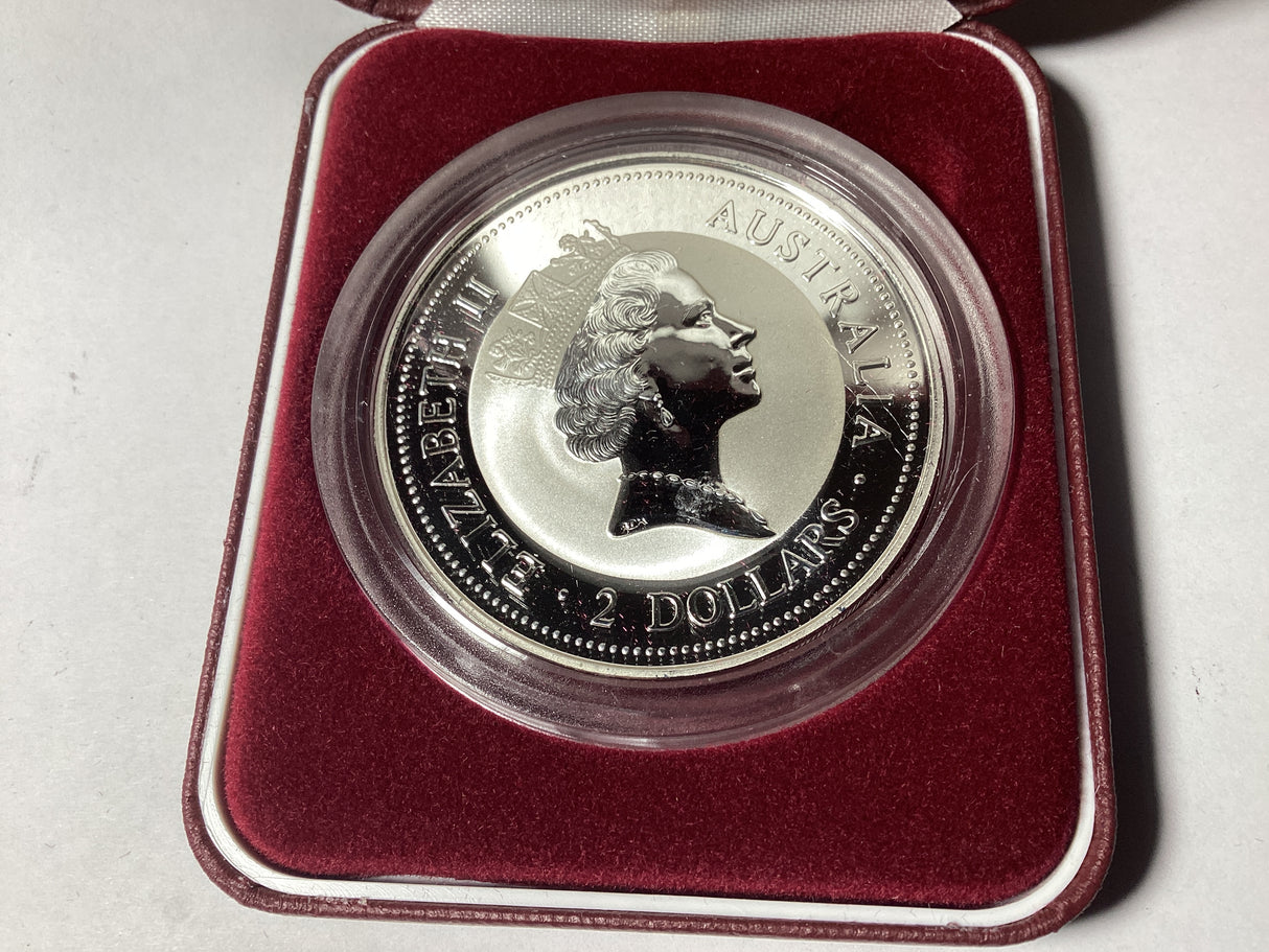 1996 $2 2oz Silver Kookaburra. Star Pagoda Privy Mark. 1500 made