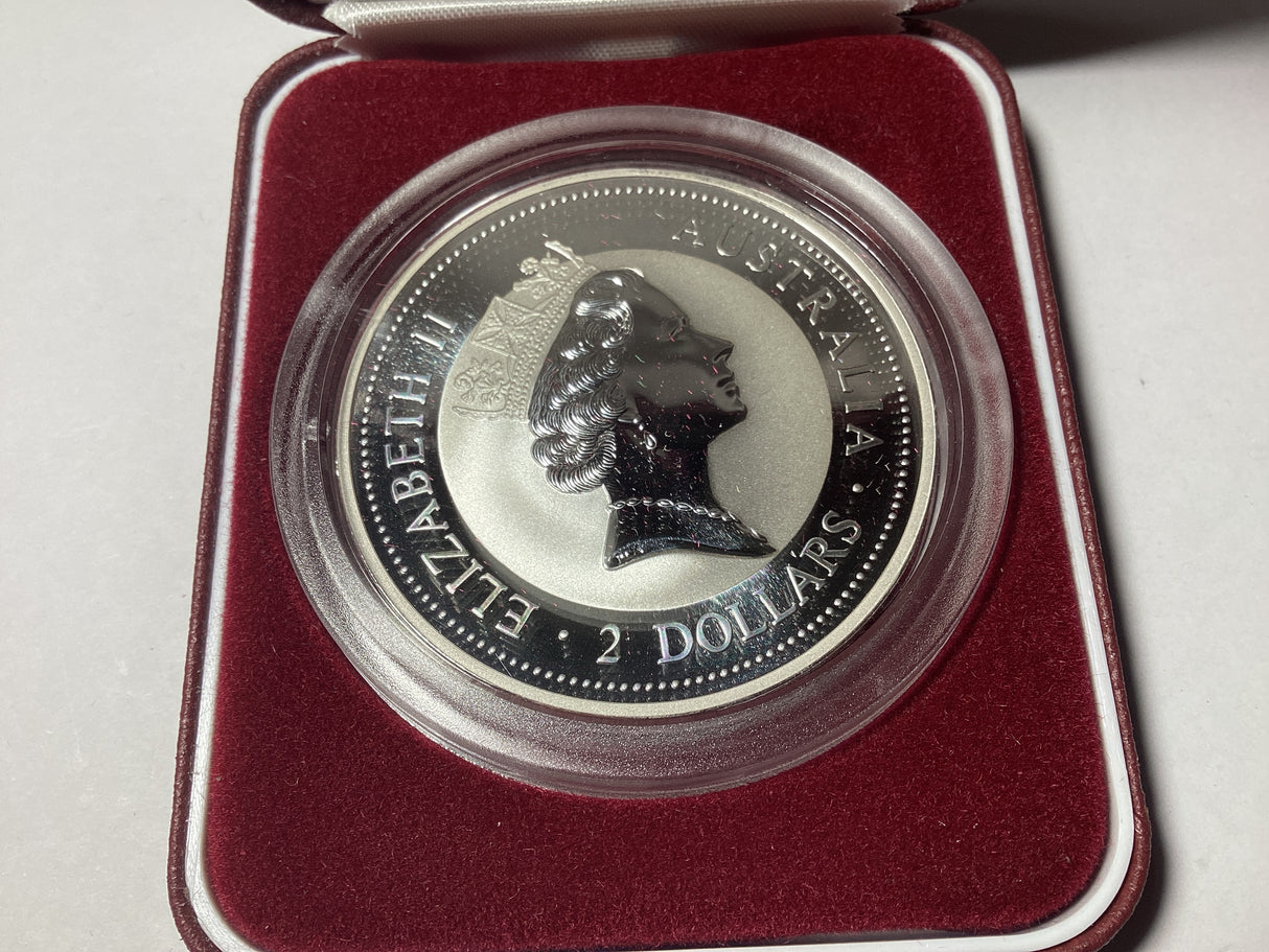 1996 $2 2oz Silver Kookaburra. Ducat Privy Mark. 1500 made