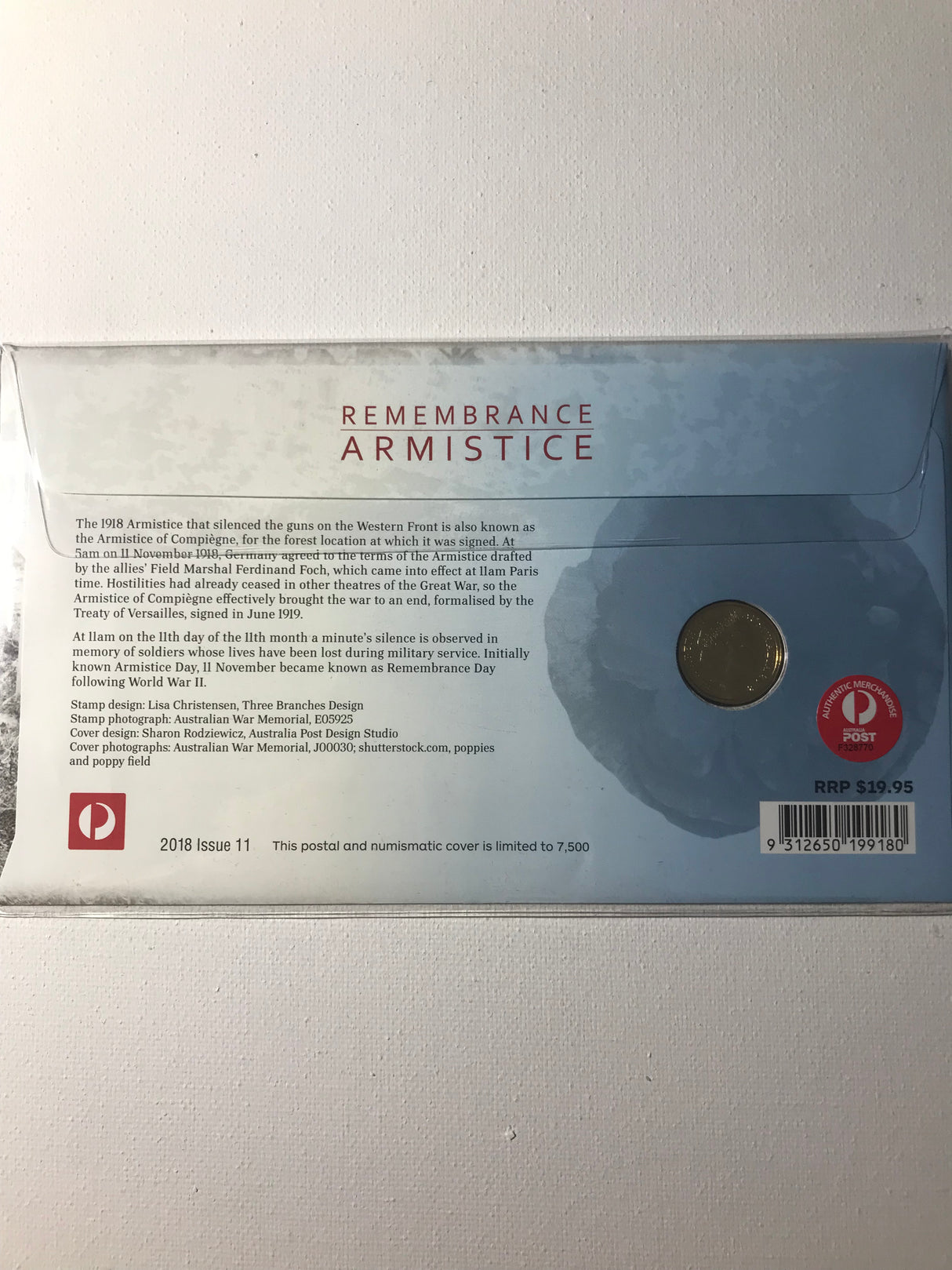 2018 PNC $2 C Mintmark. Remembrance Day Armistice.