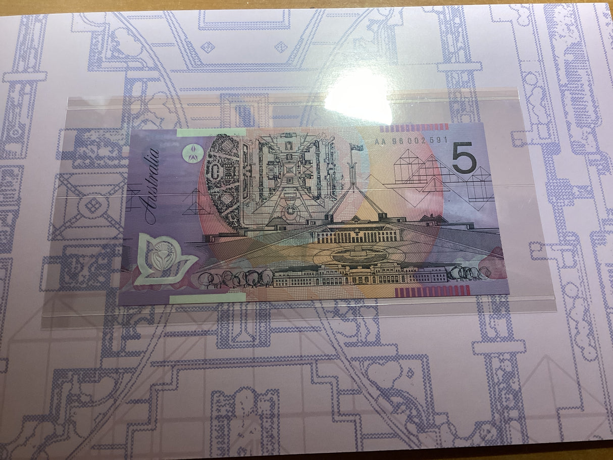 1998 Australian Uncirculated Low Numbered Note Set. Deluxe Edition. $5, $10, $20, $50, $100.