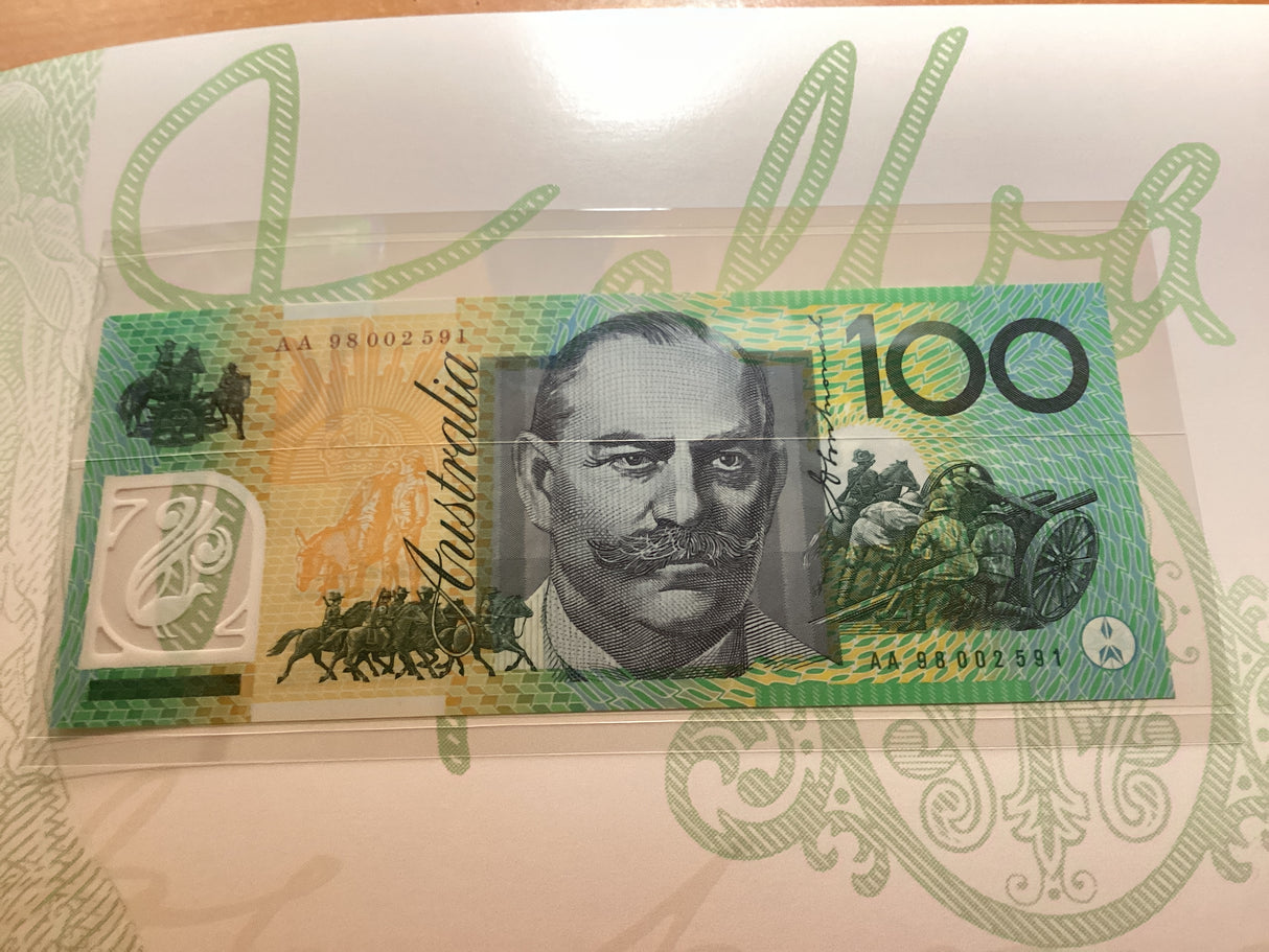 1998 Australian Uncirculated Low Numbered Note Set. Deluxe Edition. $5, $10, $20, $50, $100.