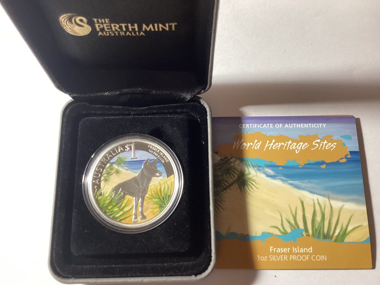 2013 $1 1oz Silver Proof Coin. World Heritage Sites. Fraser Island.