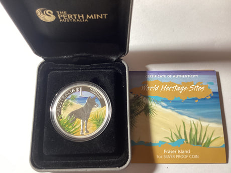 2013 $1 1oz Silver Proof Coin. World Heritage Sites. Fraser Island.