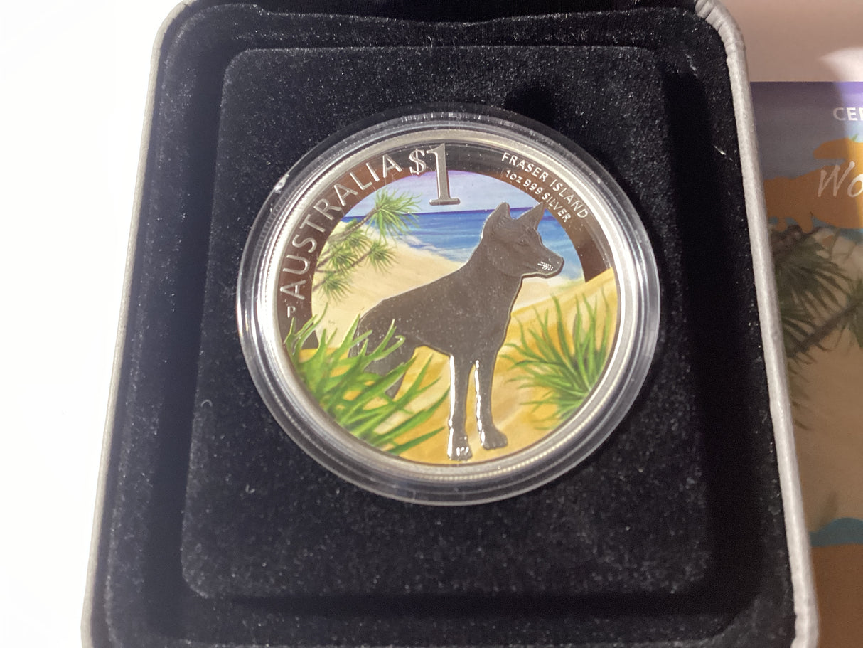 2013 $1 1oz Silver Proof Coin. World Heritage Sites. Fraser Island.