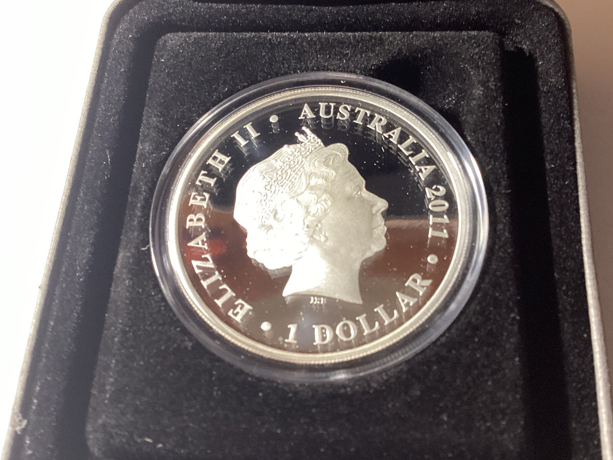 2011 $1 1oz Silver Proof Coin. World Heritage Sites.Great Blue Mountains. ANDA Sydney.