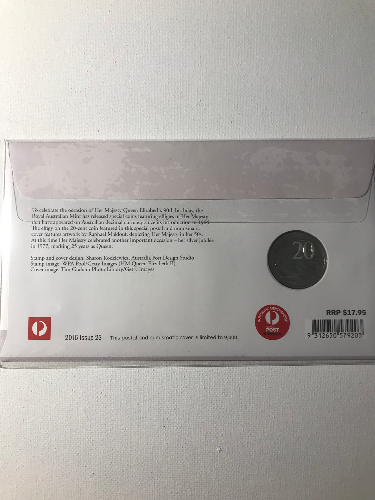 2016 PNC 20c. 1985 Maklouf Portrait. Queen Elizabeth's 90th Birthday